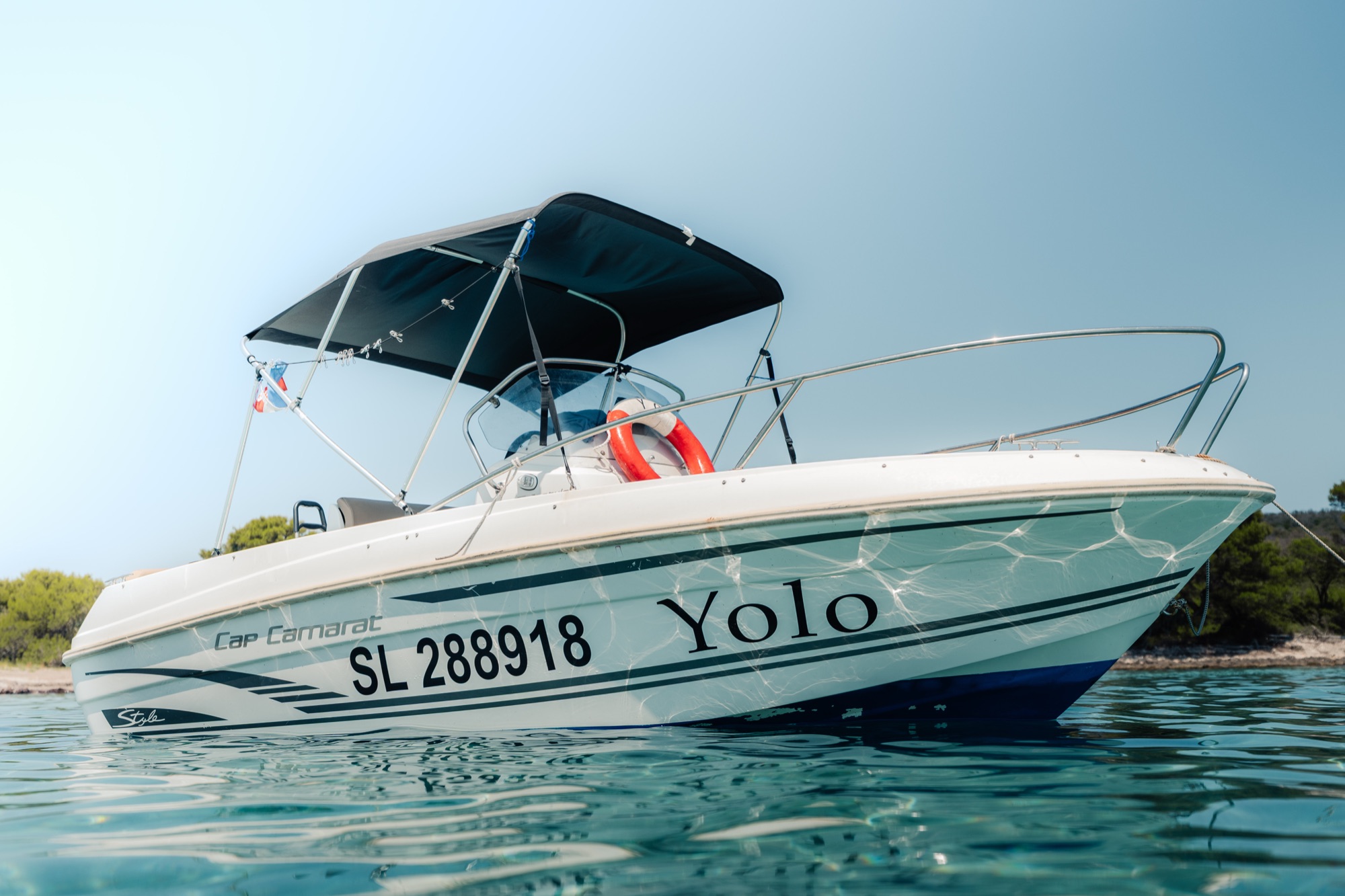Boat in the sandy bay of Ilovik near Premuda