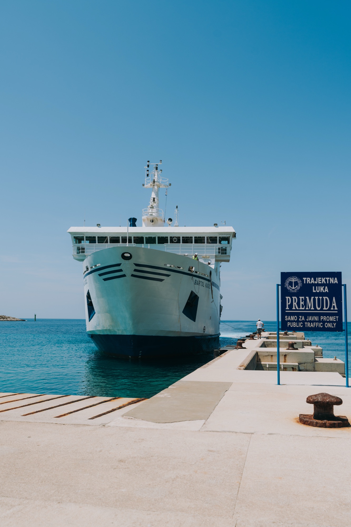 The car ferry Bartol Kašić arriving at the Premuda ferry port