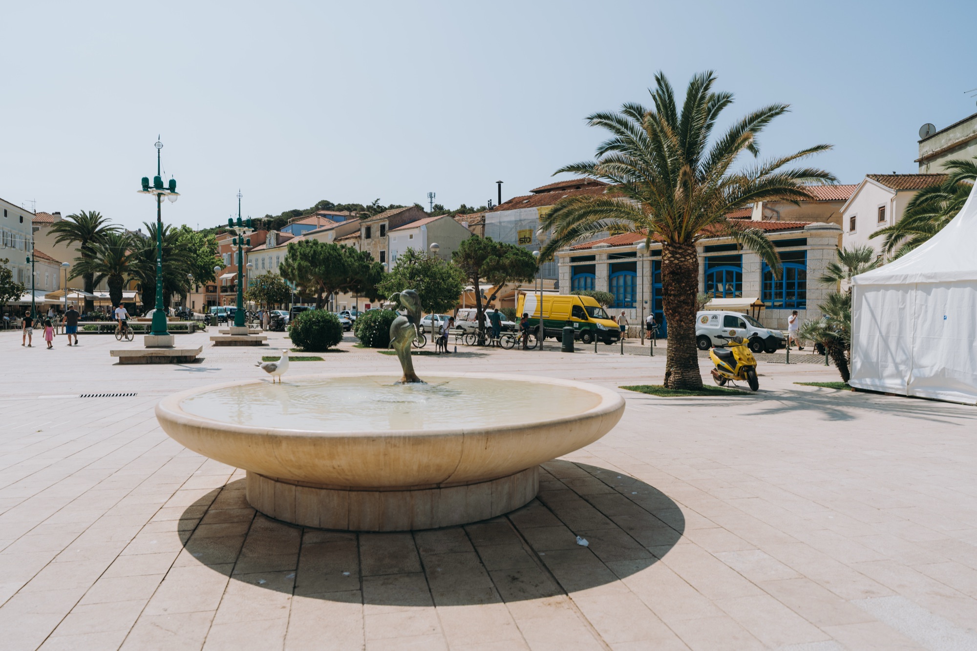 Waterfront promenade (Riva) of Mali Lošinj with captains' houses