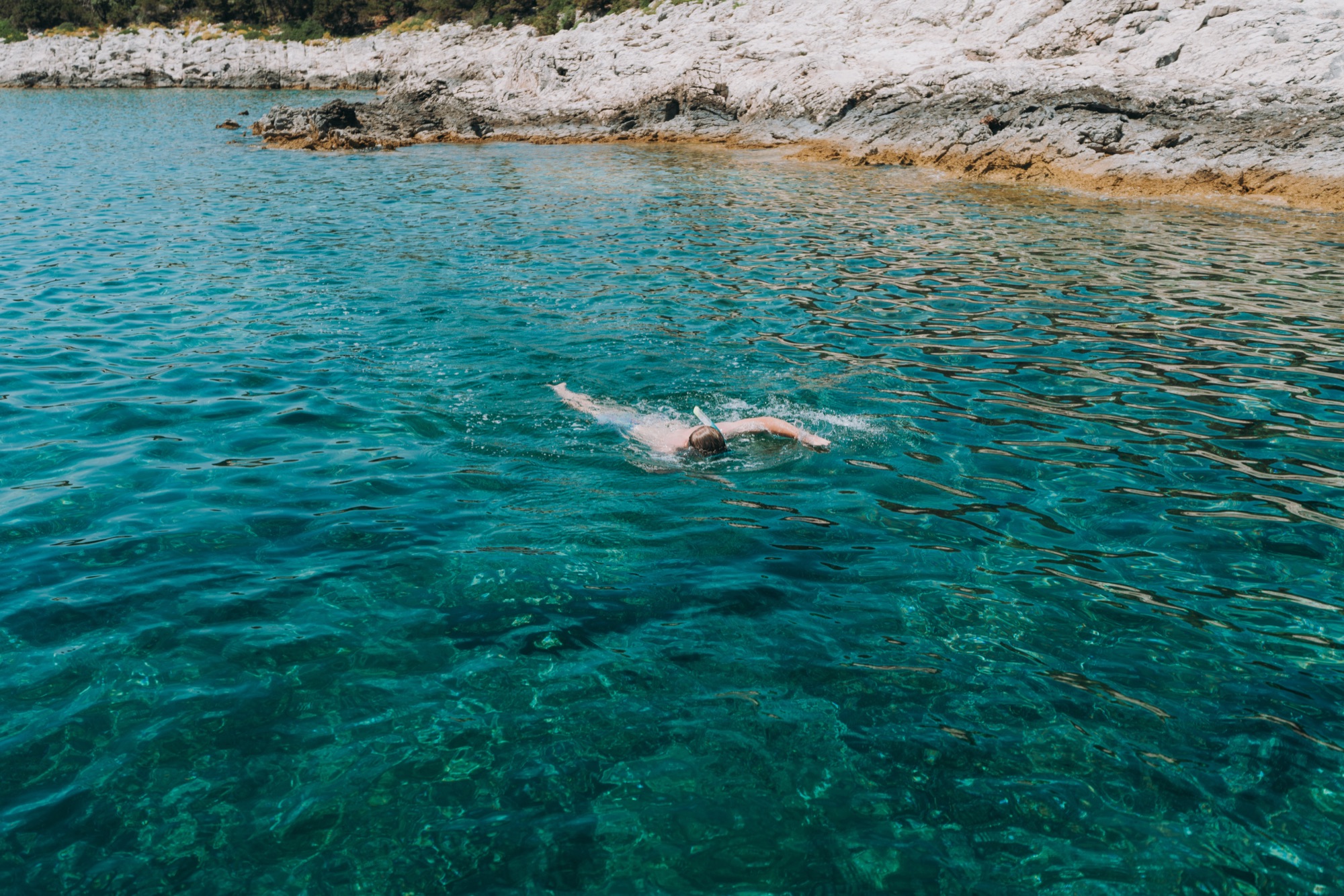 Snorkelling in the clear water off Premuda's rocky shore